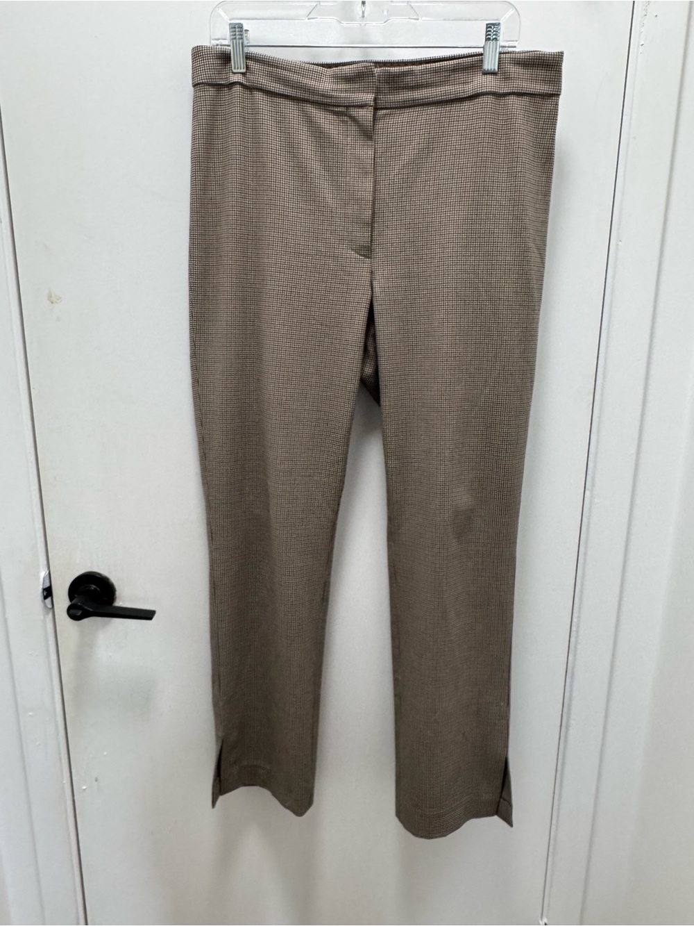 Aritzia Babaton Atelier Beige Brown Houndstooth Pattern Dress Pants Office US 12